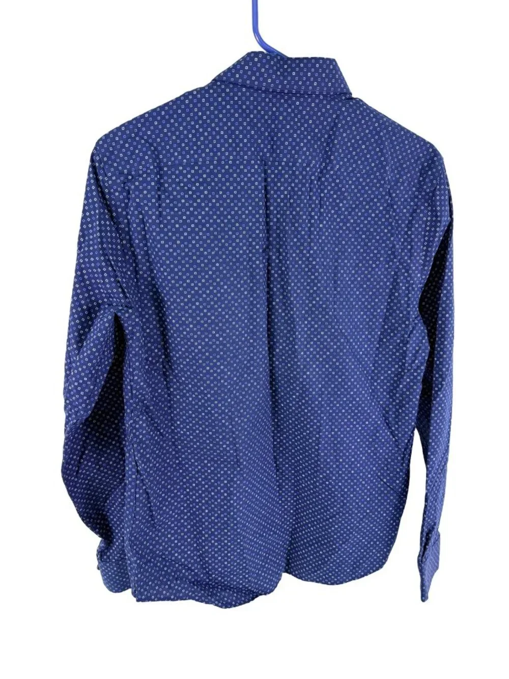 Banana Republic Men's S Untucked Fit Non-Iron Blue Geometric Button Down Shirt